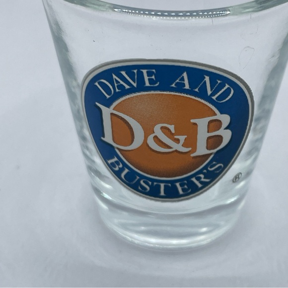 3 Dave and Busters Shot Glasses D&B Two Tall Skinny One Regular All Different - Picture 8 of 11